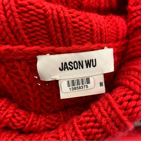 Jason WU Interlocked Wool Red Knit Pullover Sweater Size M - Picture 11 of 13